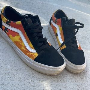 Black orange yellow camo vans